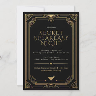 Geheime Speakeasy Nacht Uitnodiging - Roaring Twen