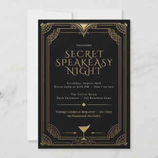 Geheime Speakeasy Nacht Uitnodiging - Roaring Twen