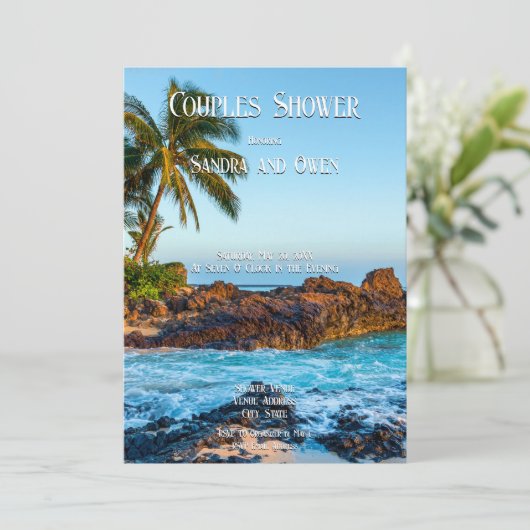 Geheime strand, tropisch, paradijs, stelletjes kaart (Staand voorkant)