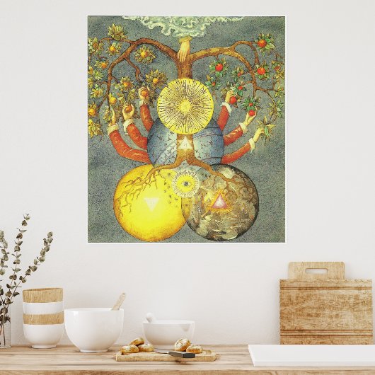 Geheime Symbolen van de Rosikruisers, 1785 Duits Poster (Keuken)