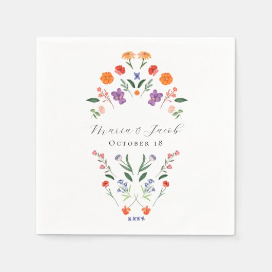 Geheime tuin bloemenbruiloft servet (Voorkant)