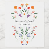 Geheime tuin bloemenbruiloft wijn etiket (Enkel label)