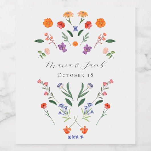 Geheime tuin bloemenbruiloft wijn etiket (Enkel label)