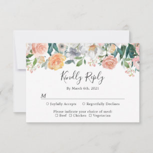 Geheime Tuin Bloemige Huwelijks RSVP Maaltijd Keuz Kaartje