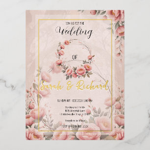 Geheime Tuin Bloemige Trouwuitnodiging Goud Folie Uitnodiging Briefkaart