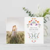 Geheime Tuin Boho Bloemen Bruiloft Save the Date (Staand voorkant)