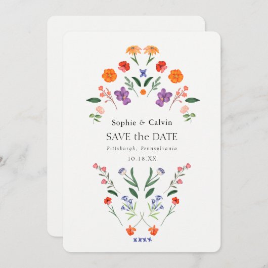 Geheime Tuin Boho Bloemen Bruiloft Save the Date (Voorkant / Achterkant)