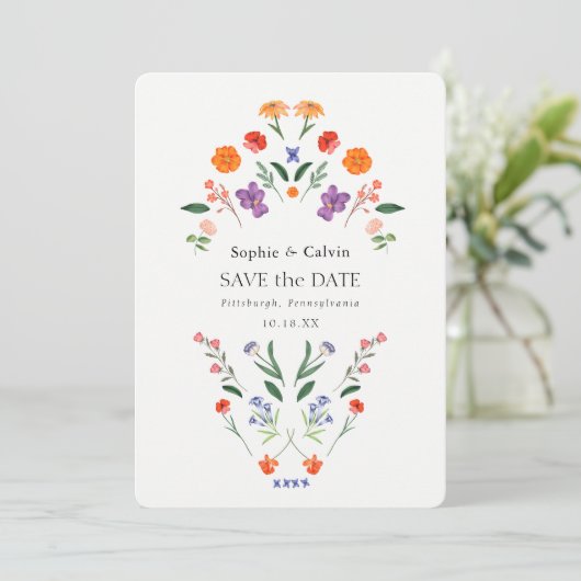 Geheime Tuin Boho Bloemen Bruiloft Save the Date (Staand voorkant)