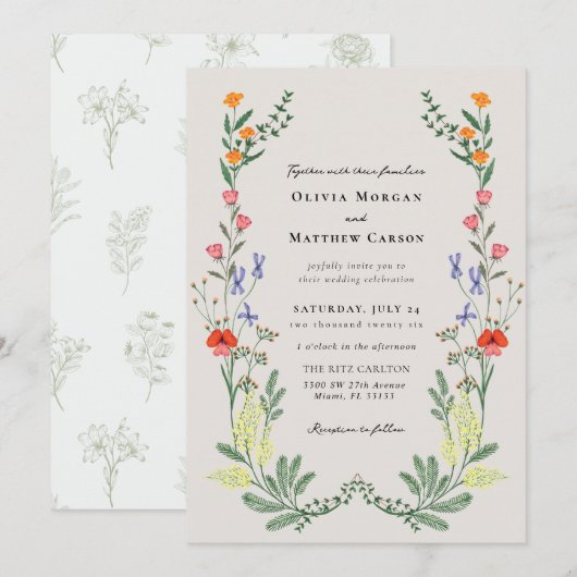 Geheime tuin bruiloft kaart (Voorkant / Achterkant)