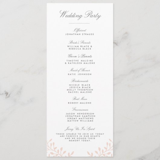 Geheime tuin bruiloft programma's - Blush (Achterkant)