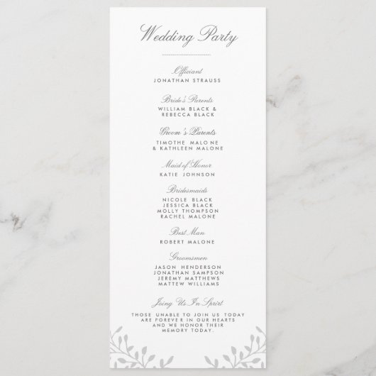 Geheime tuin bruiloft programma's - Grijs (Achterkant)