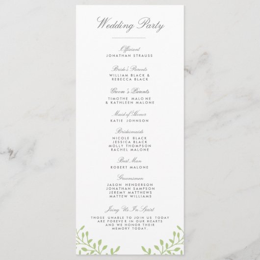 Geheime tuin bruiloft programma's - Groen (Achterkant)