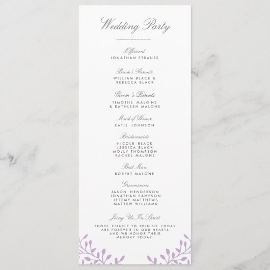 Geheime tuin bruiloft programma's - Orchidee (Achterkant)