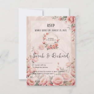 Geheime Tuin Bruiloft Romantisch Bloemmotief RSVP Kaartje
