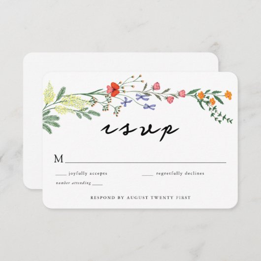 Geheime Tuin Bruiloft RSVP behuizing kaart (Voorkant / Achterkant)