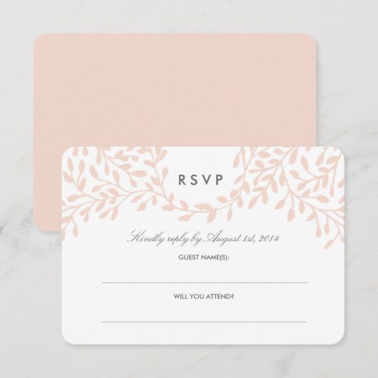 Geheime tuin bruiloft RSVP - Blush (Voorkant / Achterkant)