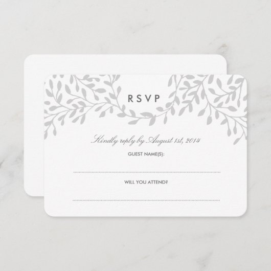 Geheime tuin bruiloft RSVP - Grijs (Voorkant / Achterkant)