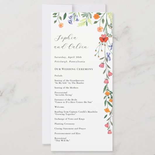 Geheime Tuin Huwelijksceremonie Programma (Voorkant)