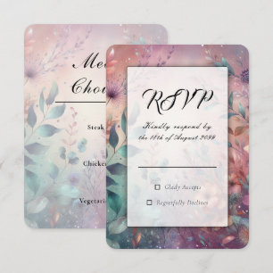 Geheime tuin in avondgloed bruiloft RSVP kaartje