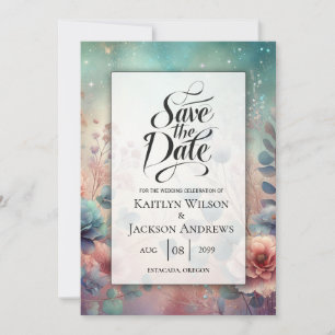 Geheime tuin in avondgloed bruiloft save the date