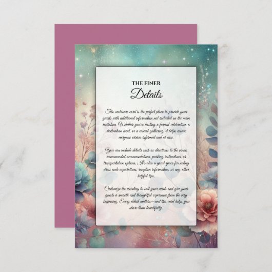 Geheime tuin in de avondgloed informatiekaartje (Voorkant / Achterkant)