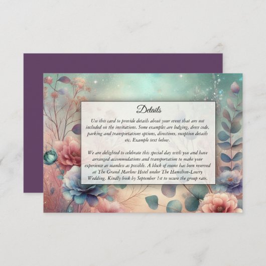 Geheime tuin in de avondgloed informatiekaartje (Voorkant / Achterkant)