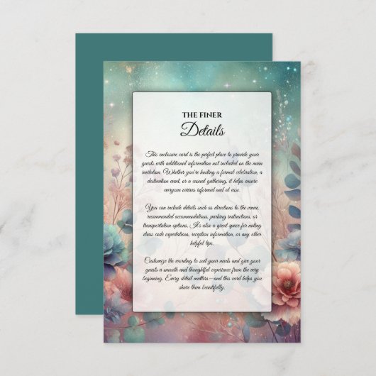 Geheime tuin in de avondgloed informatiekaartje (Voorkant / Achterkant)