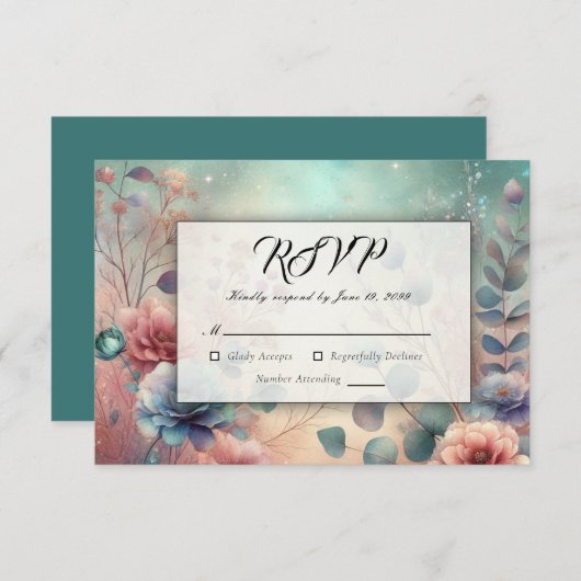 Geheime tuin in de avondgloed RSVP kaartje (Voorkant / Achterkant)