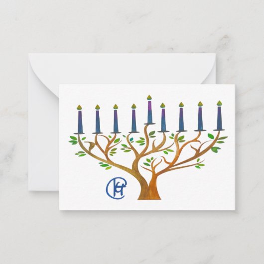 Geheime Tuin Menora Hanukkah Notitiekaart  Notitiekaartje (Voorkant)