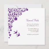 Geheime tuin Paarse Floral Square Weddenschap Bedankkaart (Achterkant)