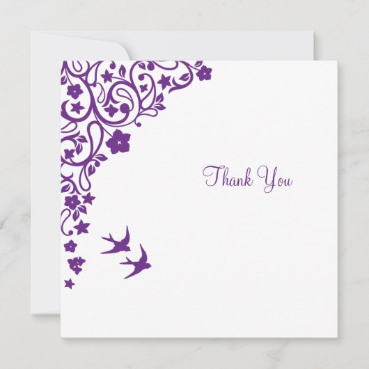 Geheime tuin Paarse Floral Square Weddenschap Bedankkaart (Voorkant)