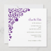 Geheime tuin Paarse Floral Square Weddenschap Save The Date (Voorkant)