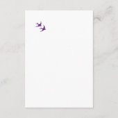 Geheime tuin Paarse Lovebirds bruiloft details Informatiekaartje (Achterkant)