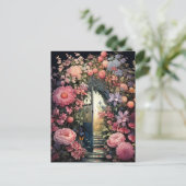 Geheime tuin Retro charme Elegante bloemenpracht Briefkaart (Staand voorkant)