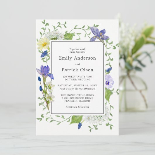 Geheime tuin rustieke Boho Wildbloemen bruiloft Kaart (Staand voorkant)