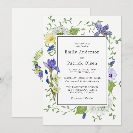 Geheime tuin rustieke Boho Wildbloemen bruiloft Kaart (Voorkant / Achterkant)