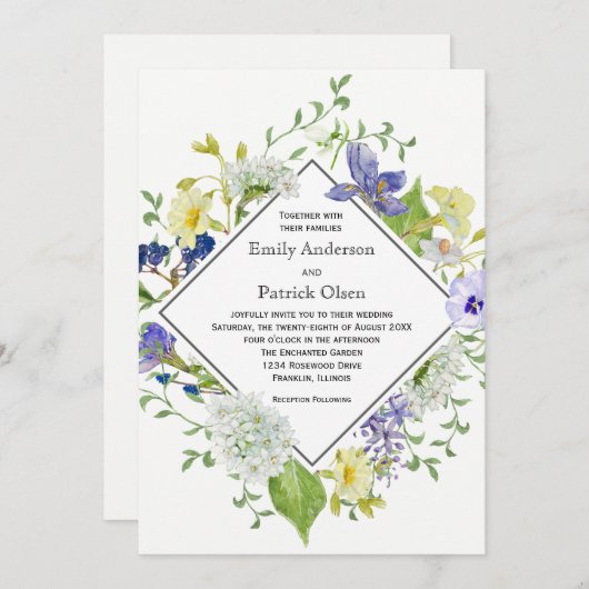 Geheime tuin rustieke Boho Wildbloemen bruiloft Kaart (Voorkant / Achterkant)