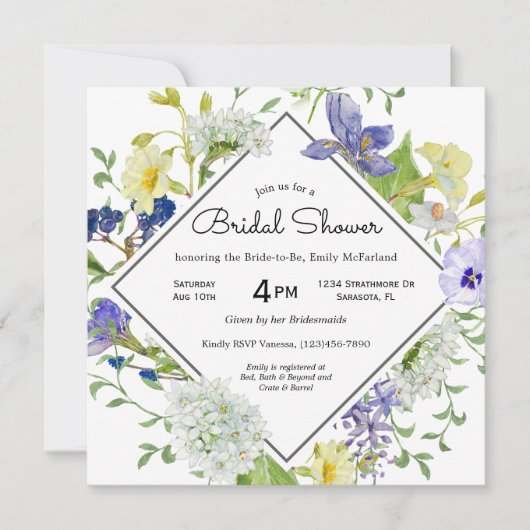 Geheime tuin rustieke Wildbloemen Vrijgezellenfees Kaart (Voorkant)