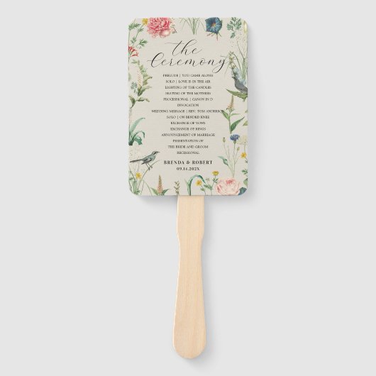 Geheime tuin Wildbloemen Bruiloft Lijst 2 Handwaaier (Voorkant)