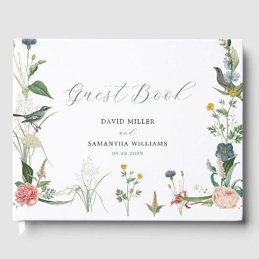 Geheime tuin Wildbloemen Lijst bruiloft gastenboek (Voorkant)