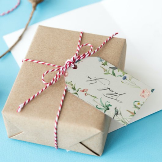 Geheime tuin wilde bloemen frame bedankkaart cadeaulabel