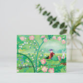 Geheime Tuinkabouter, Hedgehog, Blackbird & Konijn Briefkaart (Staand voorkant)