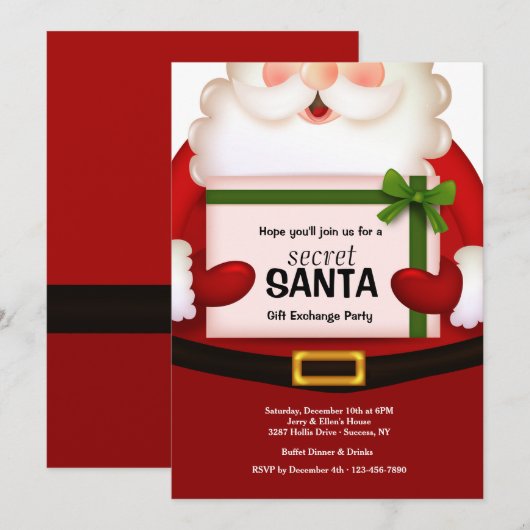 Geheime uitnodiging voor kerstfeestdag (Voorkant / Achterkant)