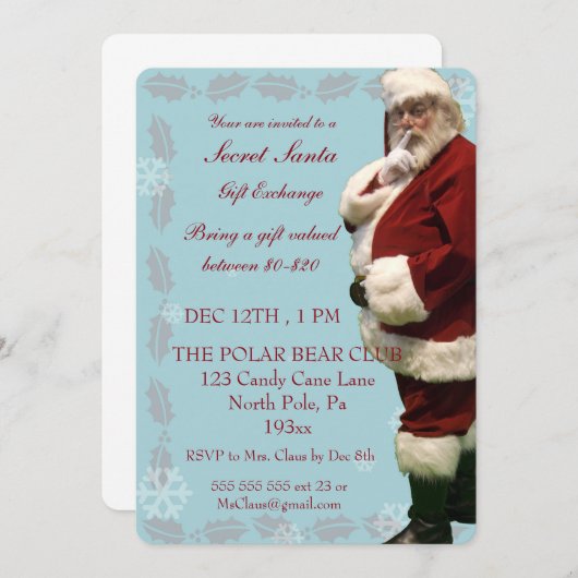 Geheime uitnodiging voor kerstfeestdag (Voorkant / Achterkant)