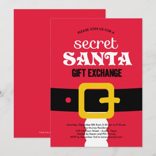 Geheime uitnodiging voor kerstfeestdagen (Voorkant / Achterkant)