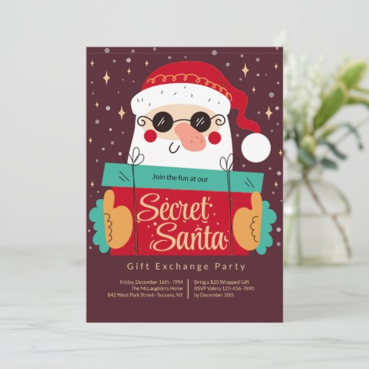 Geheime uitnodiging voor kerstfeestdagen (Staand voorkant)