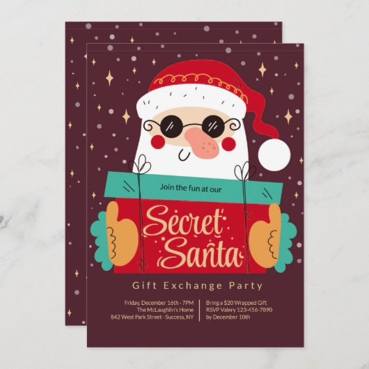 Geheime uitnodiging voor kerstfeestdagen (Voorkant / Achterkant)