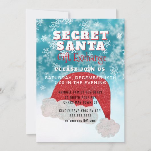 Geheime uitnodiging voor uitwisseling van cadeaus  (Voorkant)