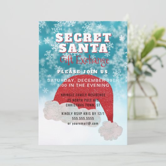 Geheime uitnodiging voor uitwisseling van cadeaus  (Staand voorkant)