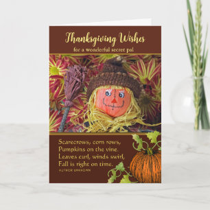 Geheime Vriend Thanksgiving Lief Oogst Vogelversch Feestdagen Kaart